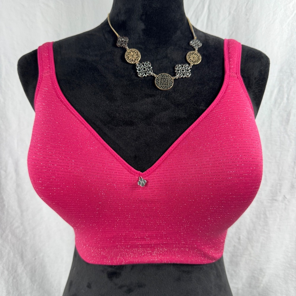 Women's Breezies Seamless Unlined Wireless Bra 36DD Pink Shimmer  A656723